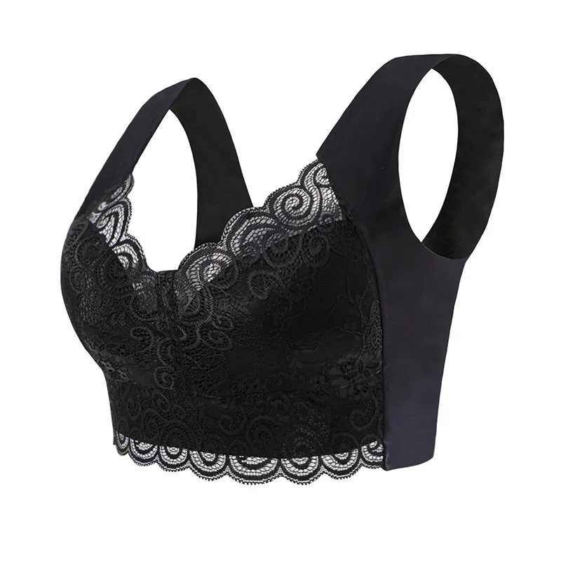 Koronkowy biustonosz push up plus size M-5XL bez fiszbinów z wkładkami Szary