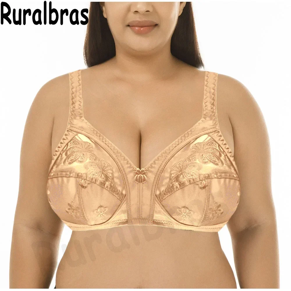 Koronkowy biustonosz seamless push up pełne krycie — duże miseczki C D E F G Khaki