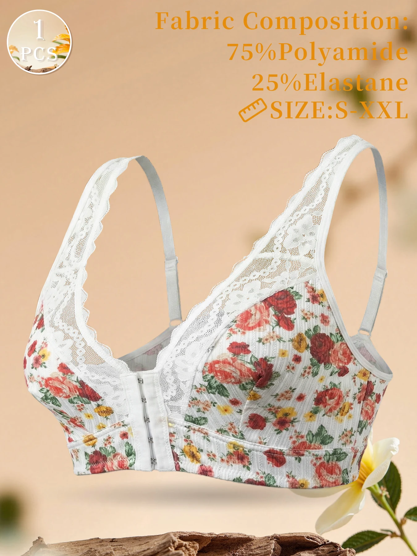 Koronkowy bralet bez fiszbin zapinany z przodu Czerwony