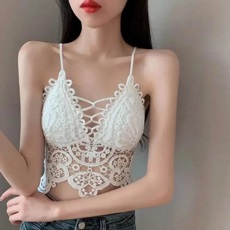 Koronkowy bralette bez fiszbin niewidoczny push-up Niebieski