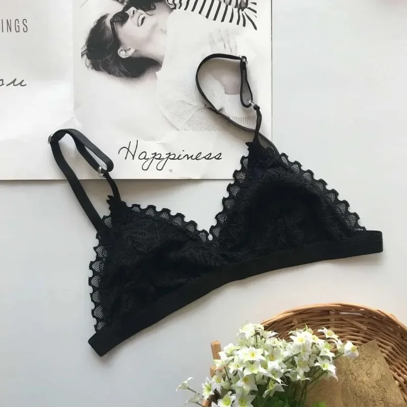 Koronkowy biustonosz bralette bez ramiączek z wycięciami Beżowy