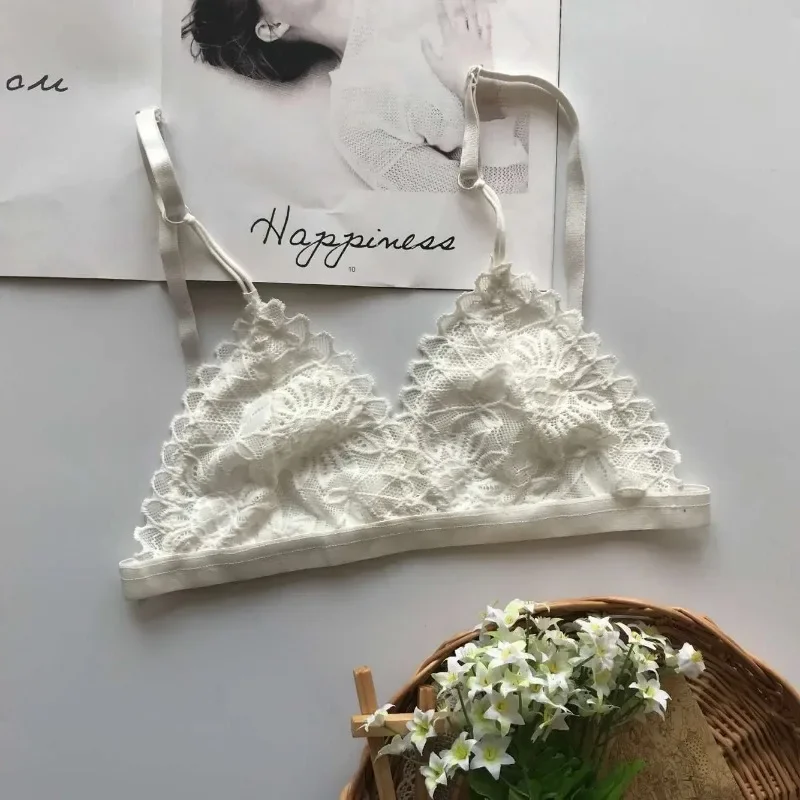 Koronkowy biustonosz bralette bez ramiączek z wycięciami Niebieski