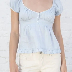 Koronkowy crop top damski w stylu Y2K Fairy Grunge Jasny niebieski