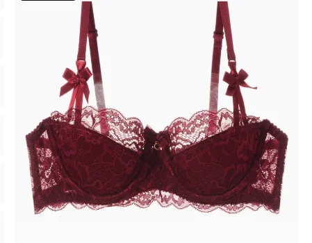 Koronkowy komplet bielizny push-up — biustonosz i figi w stylu francuskim żółty