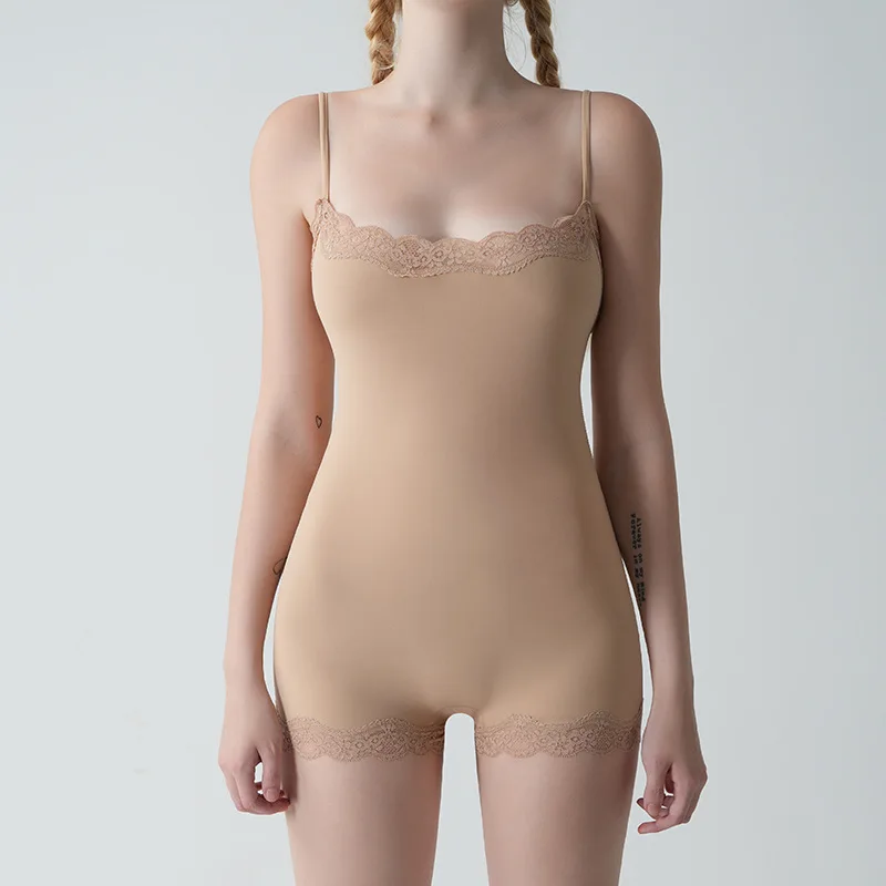 Koronkowy top na ramiączkach do jogi modelujący sylwetkę Błękitny