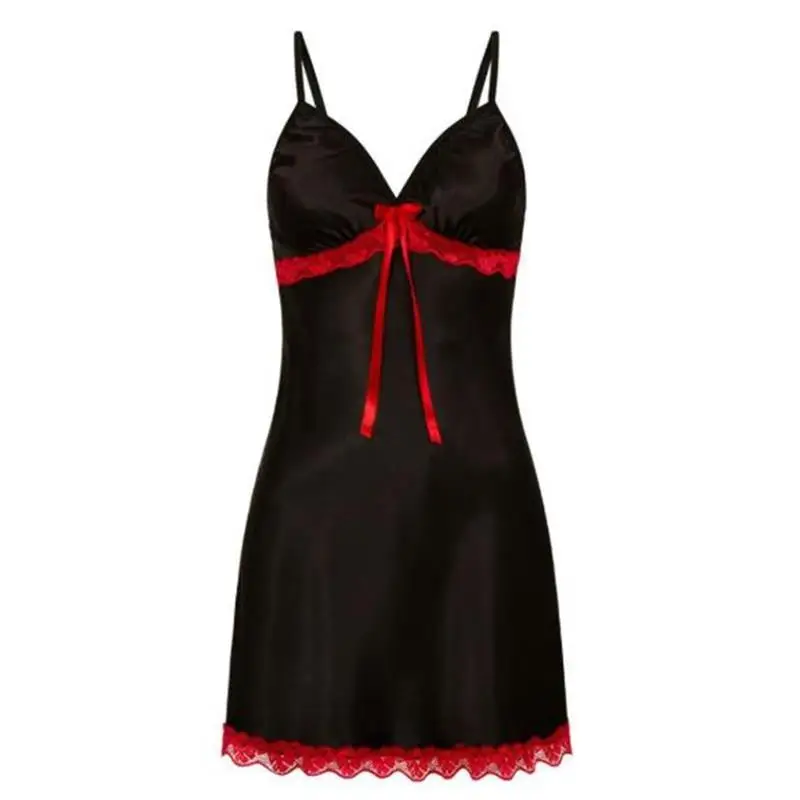 Damska koszula nocna babydoll koronkowa w kwiaty plus size Czarny