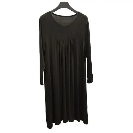 Koszula nocna damska plus size z modalem, długi rękaw Czarny