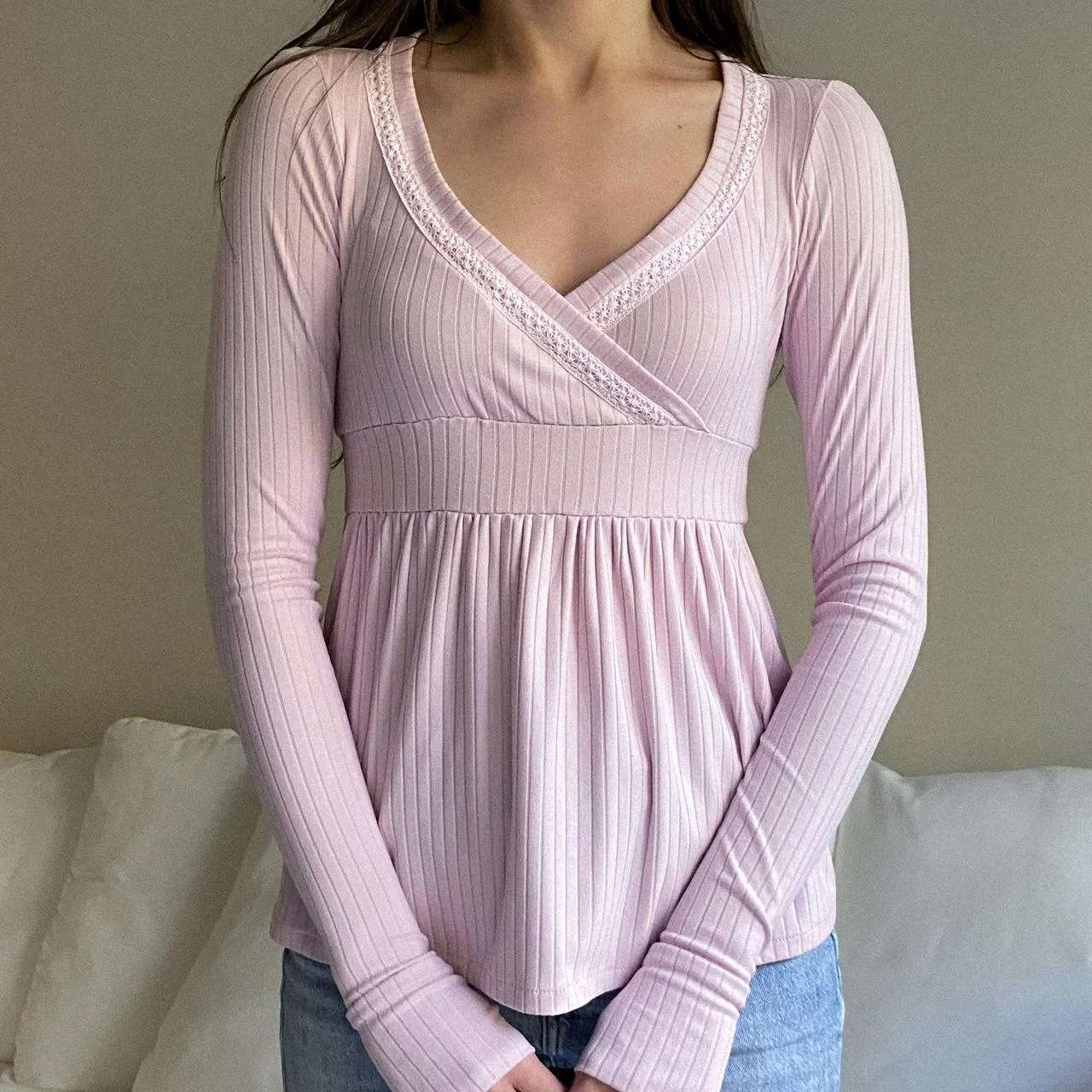 Koszulka babydoll z dekoltem V w stylu coquette Typ 5
