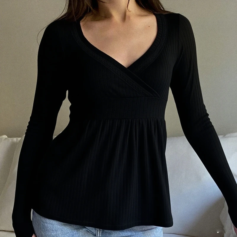 Koszulka babydoll z dekoltem V w stylu coquette Typ 6