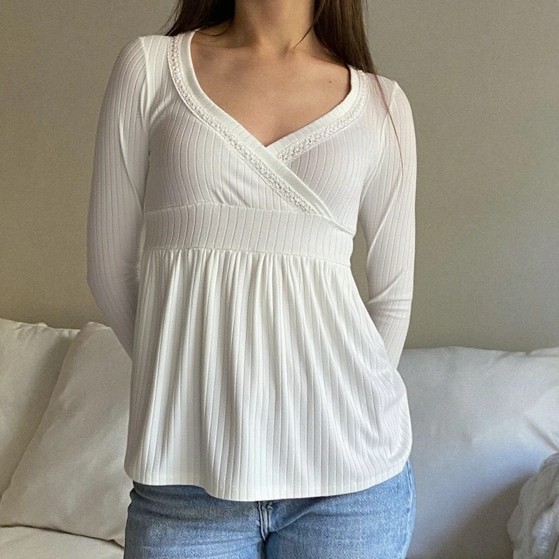 Koszulka babydoll z dekoltem V w stylu coquette Typ 7