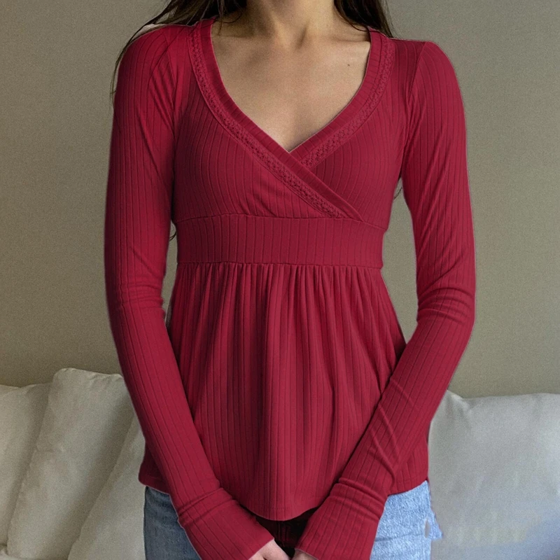 Koszulka babydoll z dekoltem V w stylu coquette Typ 8