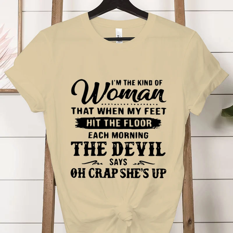 Koszulka damska z nadrukiem I Am That Kind of Woman Mięta