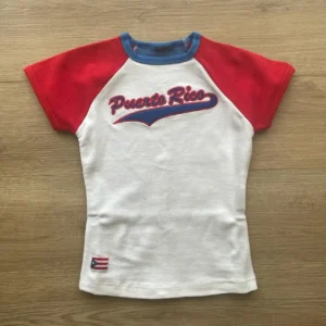 Koszulka damska Y2K streetwear z wyszywanymi literami Biały