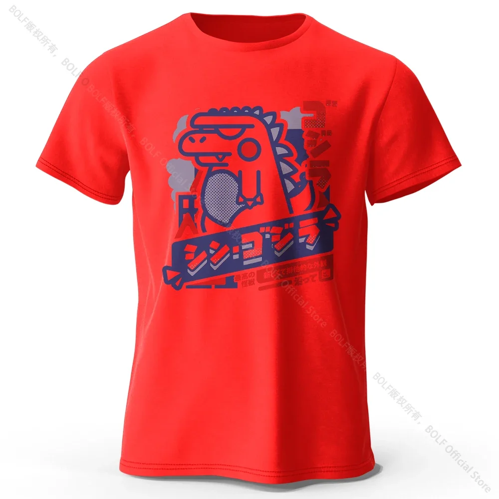 Koszulka Harajuku Kawaii z nadrukiem zwierzątek unisex Czerwony