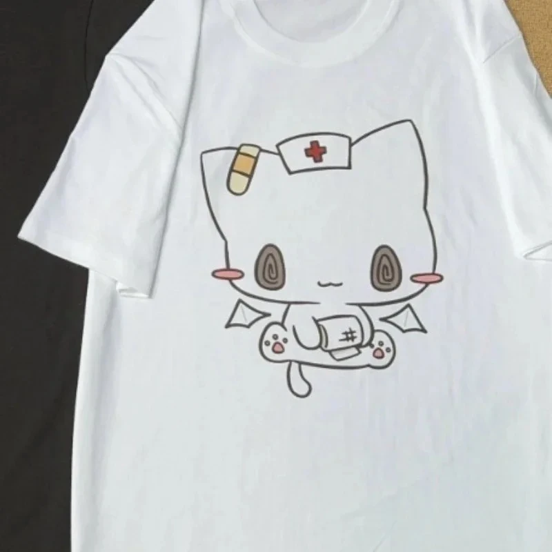 Koszulka Y2k z kreskówkowym nadrukiem streetwear Czarny