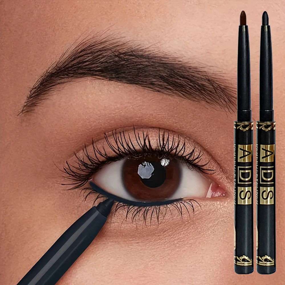 Kredki do oczu eyeliner 2 szt. wodoodporne — czarna i brązowa Jasnoszary
