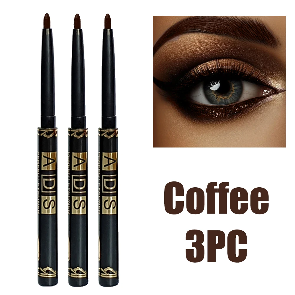 Kredki do oczu eyeliner 2 szt. wodoodporne — czarna i brązowa Pomarańczowy