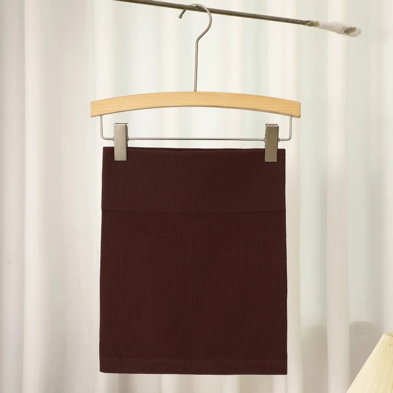 Krótka spódniczka mini z wysokim stanem w stylu vintage Kawowy
