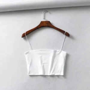 Krótki bawełniany tank top na imprezę i bar Biały