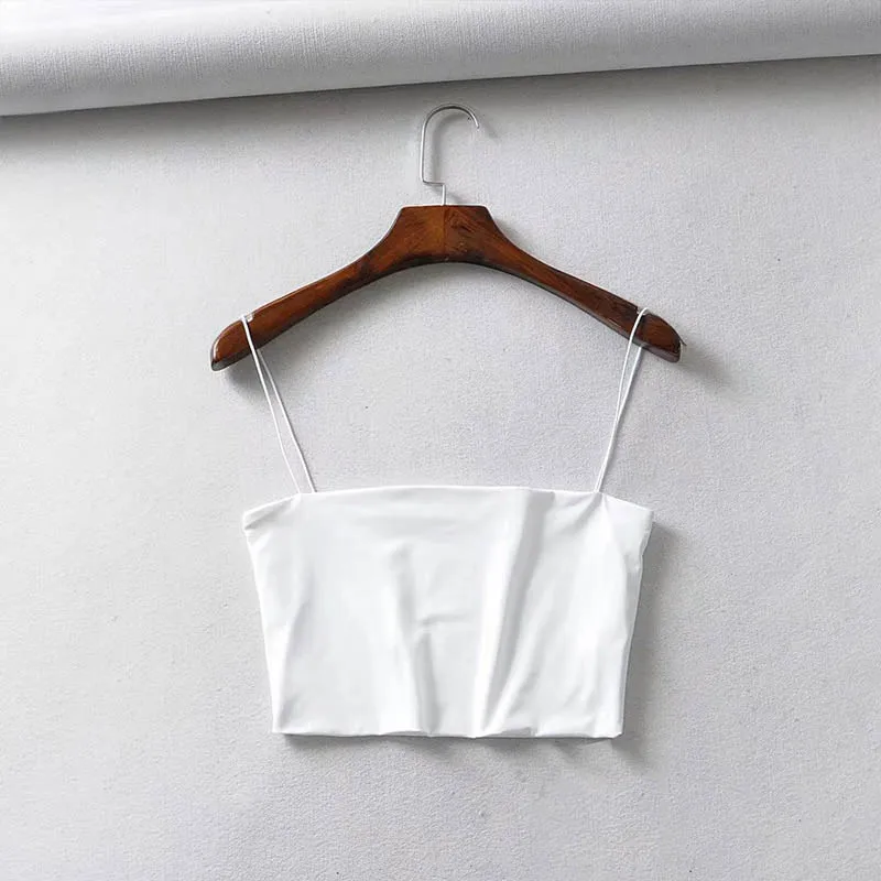 Krótki bawełniany tank top na imprezę i bar Biały