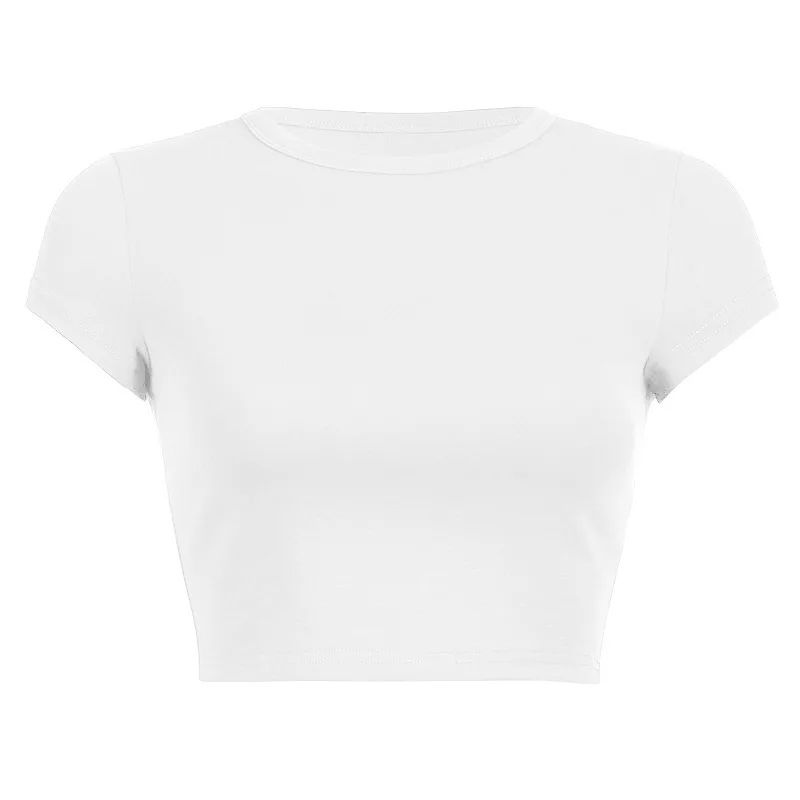 Krótki crop top damski w stylu vintage Harajuku Beżowy