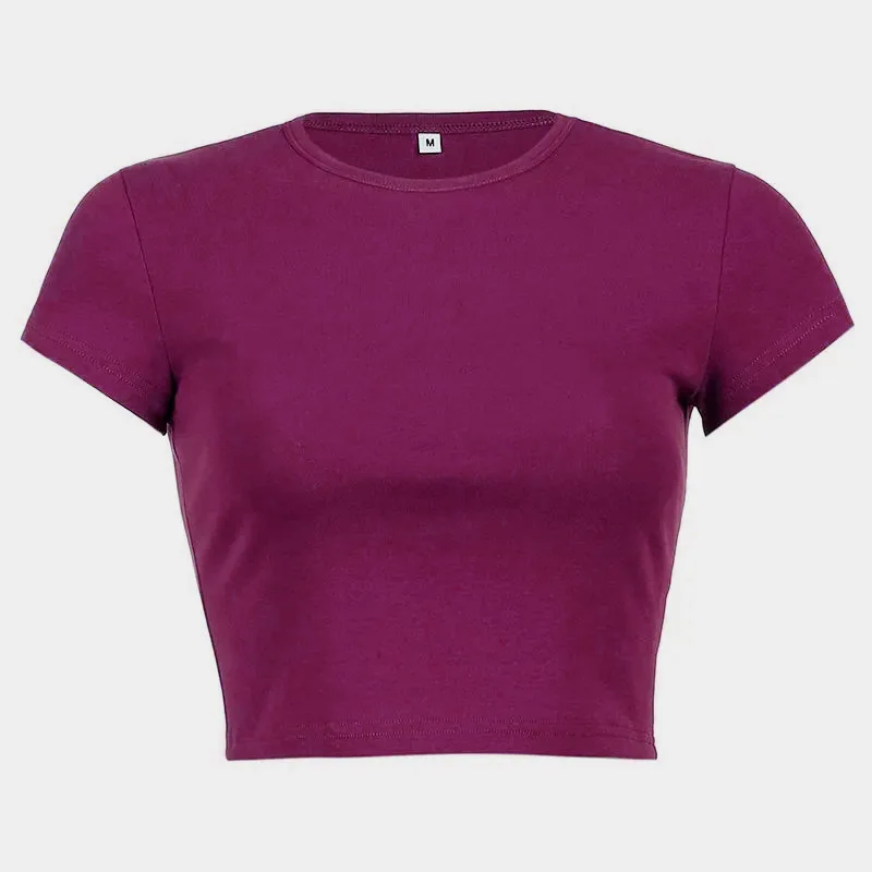 Krótki crop top damski w stylu vintage Harajuku Różowy