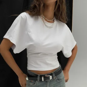 Krótki top gorsetowy damski streetwear Biały
