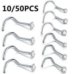 Kryształowe kolczyki do nosa śruba CZ 1.5-3mm zestaw 20G-18G Niebieski