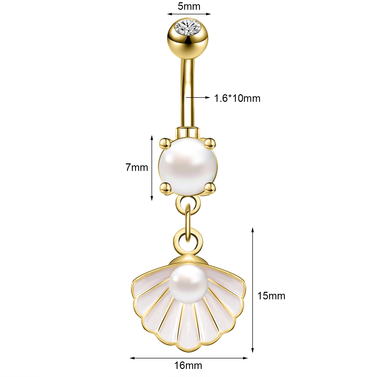 Kryształowy piercing pępka ocean perła CZ kobiety 14G Antyczny brąz platerowany