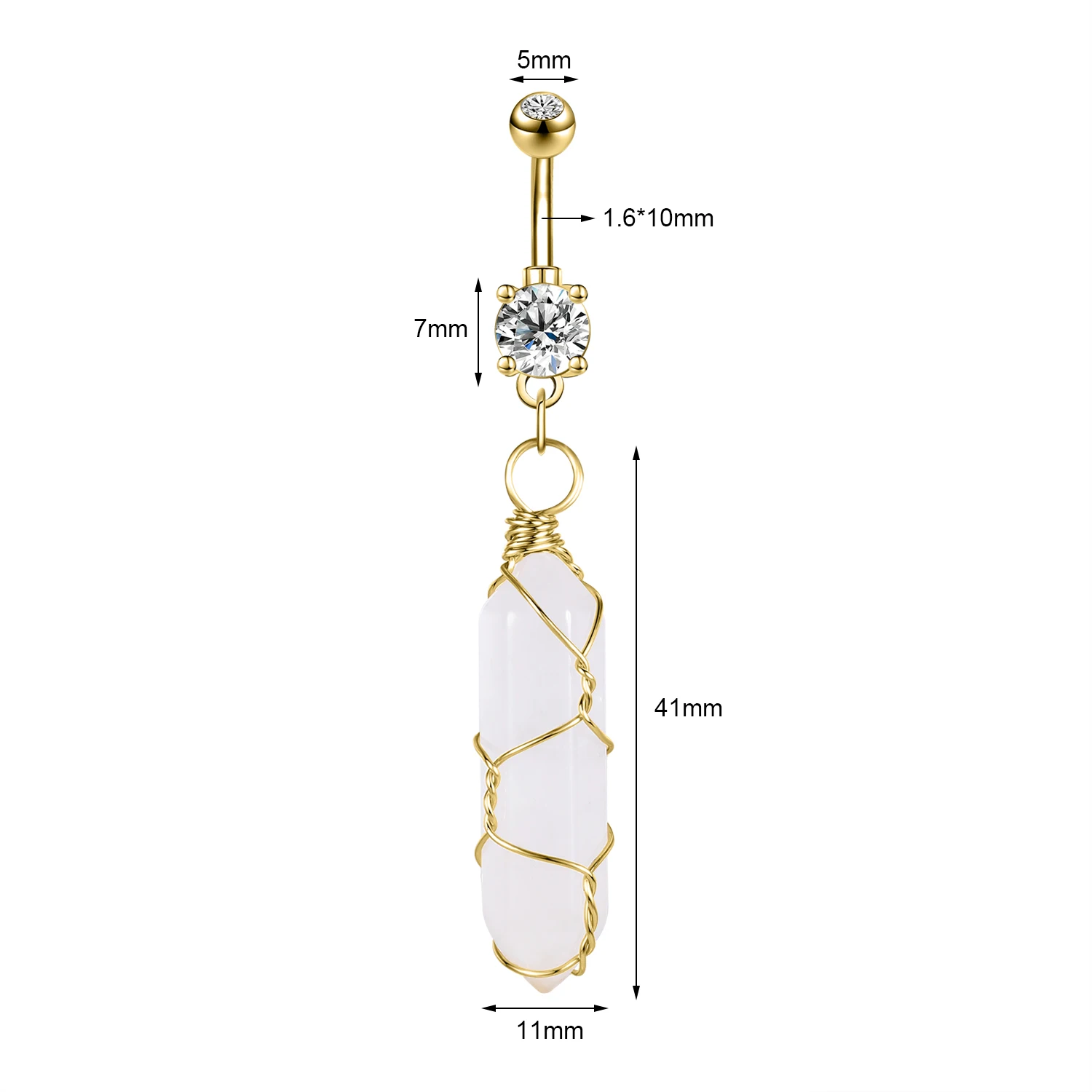 Kryształowy piercing pępka ocean perła CZ kobiety 14G Rodowany