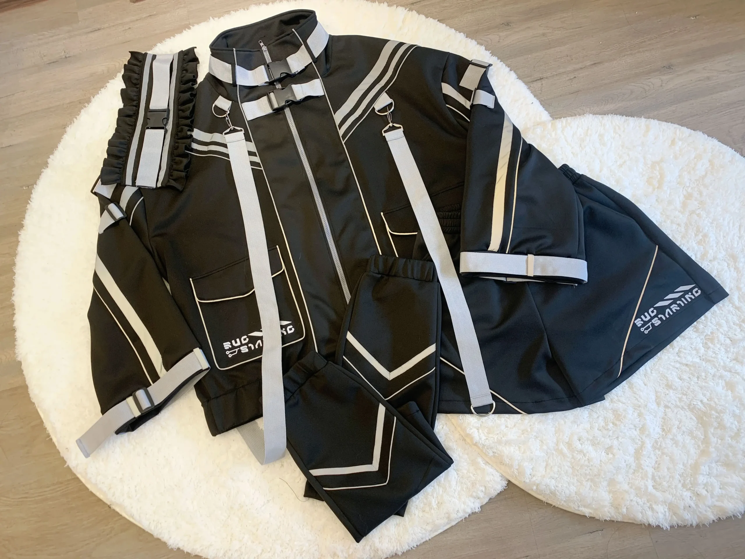 Refleksyjna kurtka oversize w stylu cyberpunk Y2K Armijna zieleń