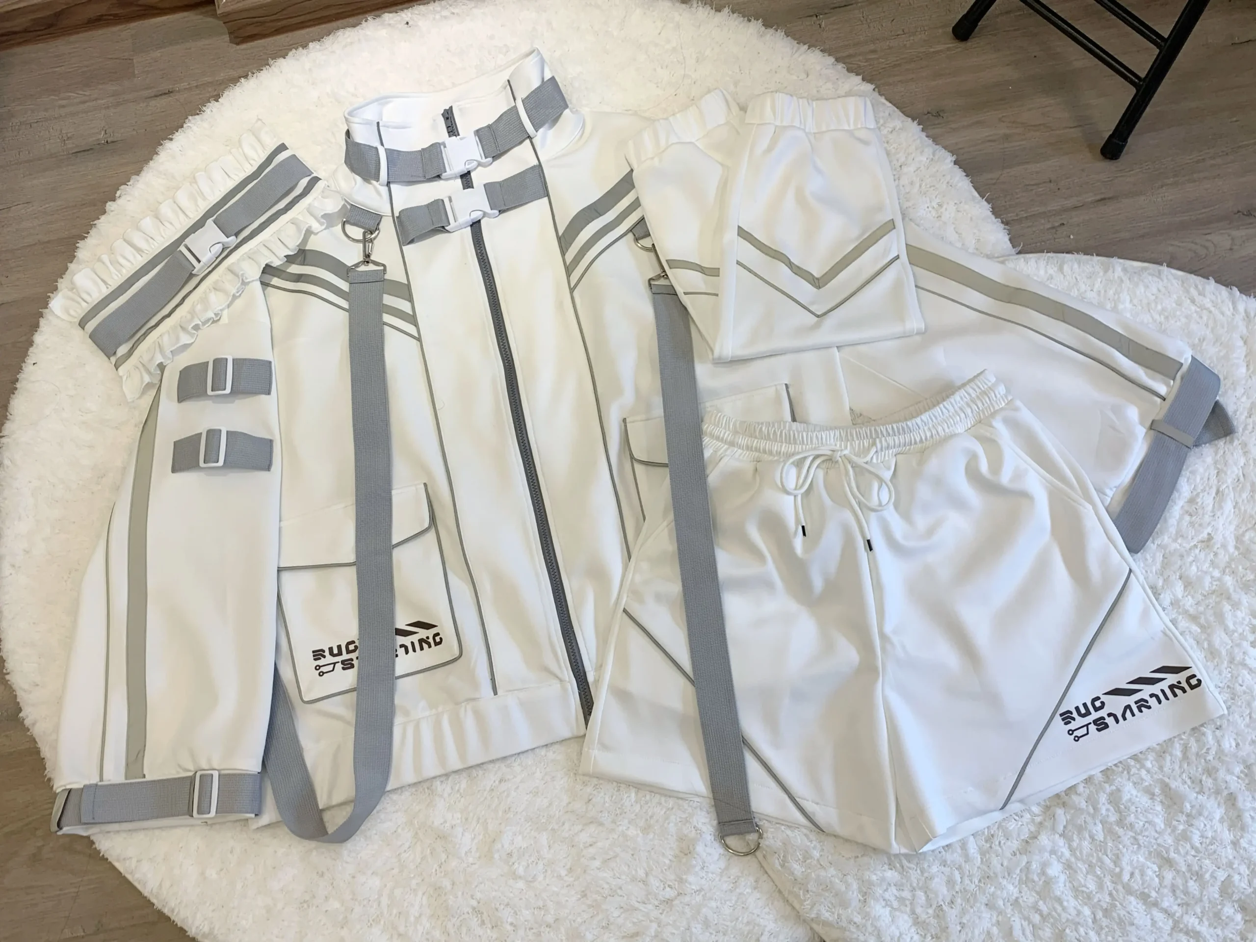 Refleksyjna kurtka oversize w stylu cyberpunk Y2K Brązowy