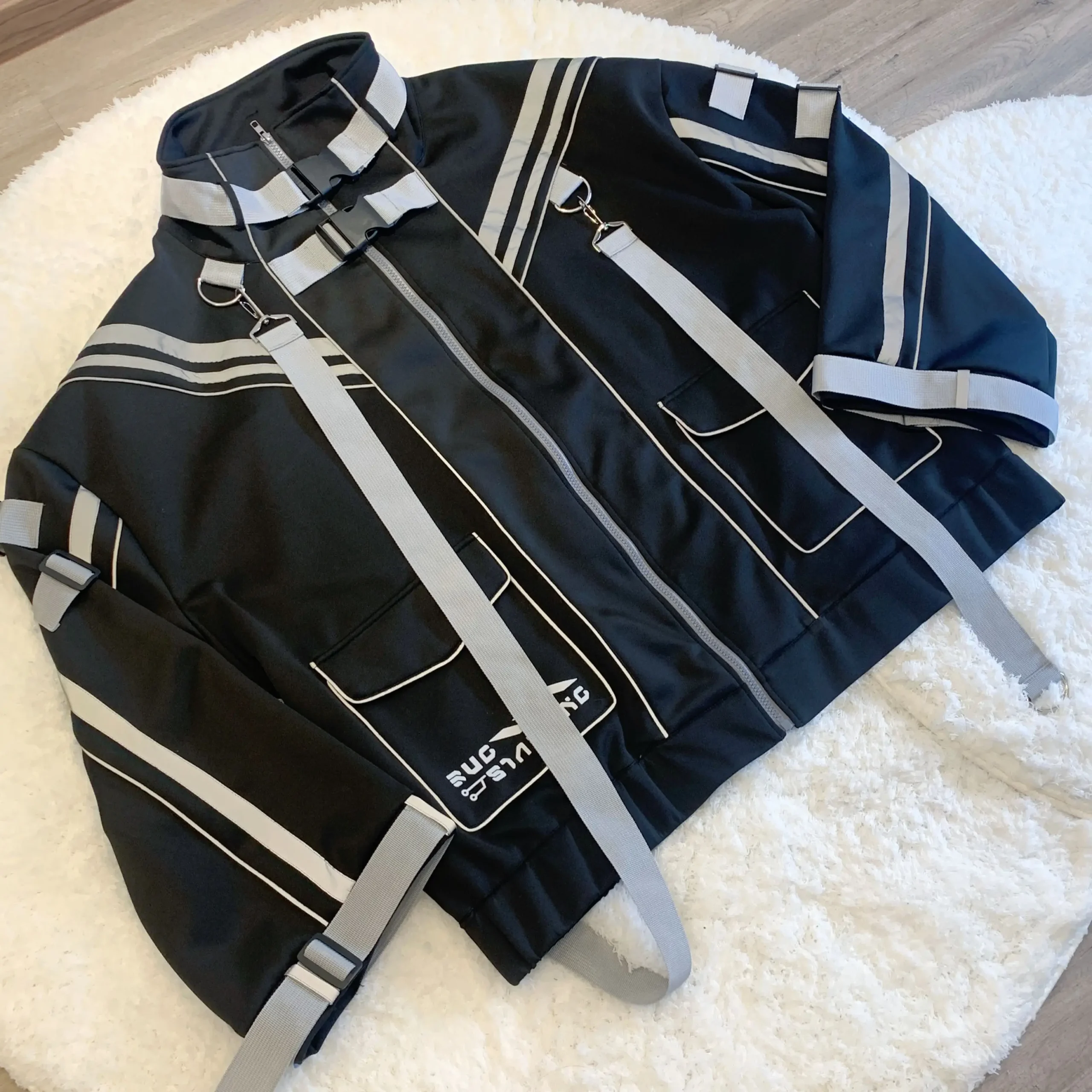 Refleksyjna kurtka oversize w stylu cyberpunk Y2K Złoto