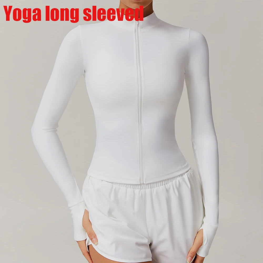 Kurtka sportowa damska z zamkiem slim-fit na jogę Srebrny