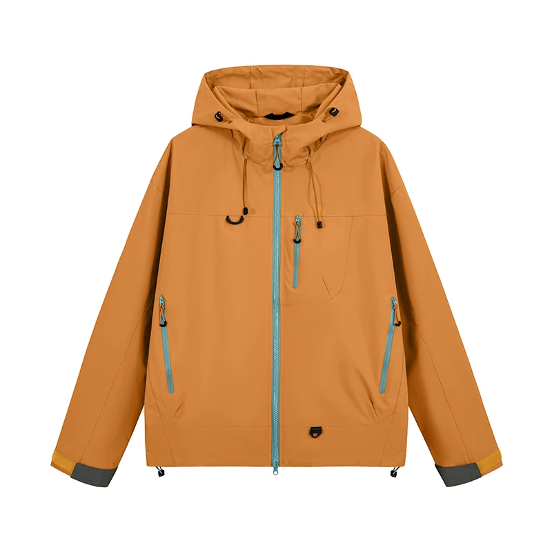 Kurtka trekkingowa damska unisex wodoodporna z kapturem Brązowy