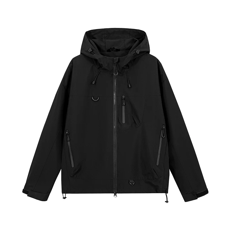 Kurtka trekkingowa damska unisex wodoodporna z kapturem Czarny