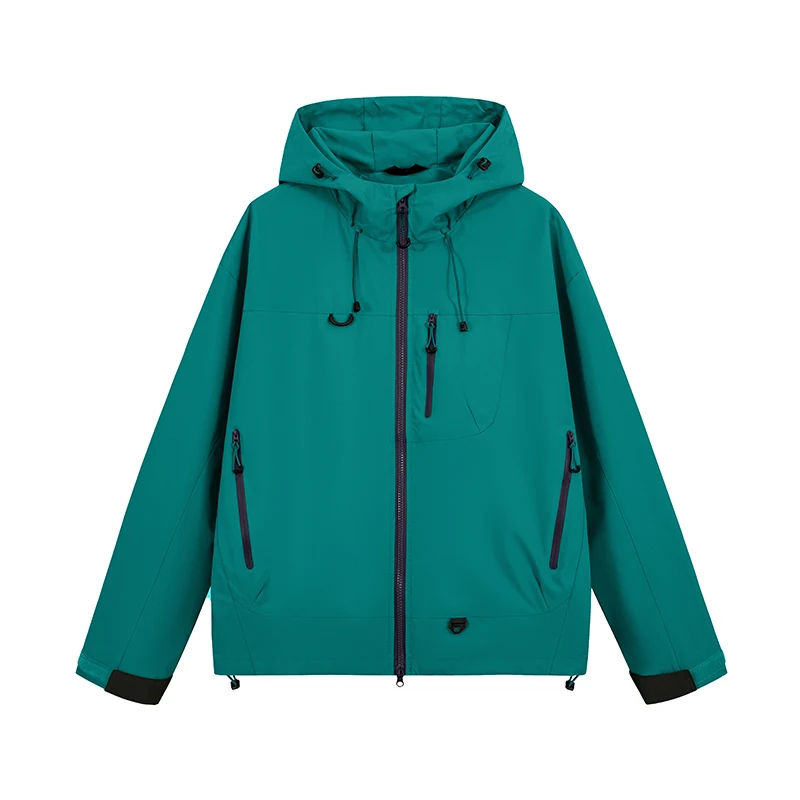 Kurtka trekkingowa damska unisex wodoodporna z kapturem Niebieski