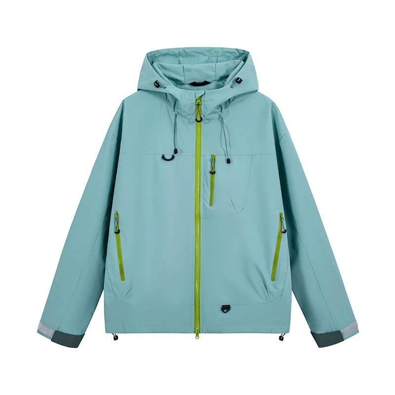 Kurtka trekkingowa damska unisex wodoodporna z kapturem Zielony