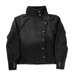 Kurtka Y2K vintage z efektem sprania unisex streetwear Czarny