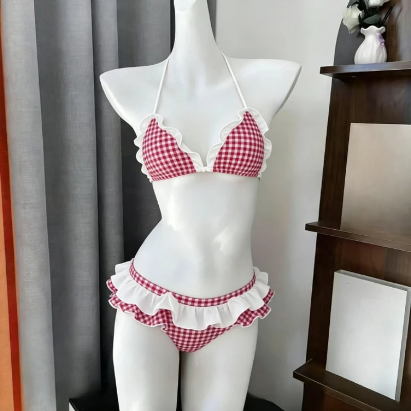 Kwiatowy komplet bikini wiązany na szyi Jezioro błękitne
