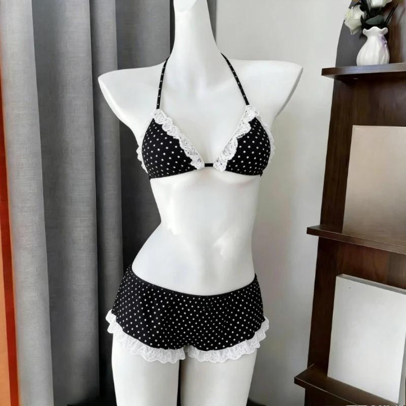 Kwiatowy komplet bikini wiązany na szyi Srebrny