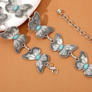 Srebrny łańcuszek do talii w stylu boho western Ciemnoszary