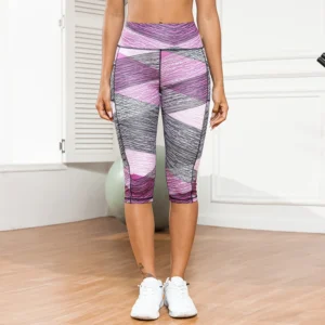 Legginsy do biegania z wysokim stanem Push Up i wzorem Beżowy