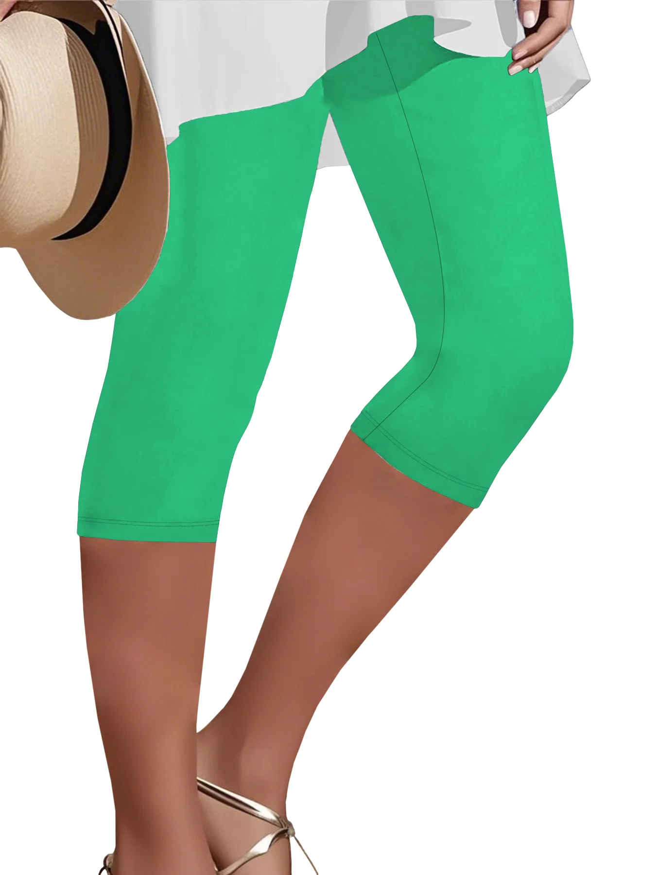 Legginsy capri damskie do jogi nieprześwitujące na co dzień Zielony