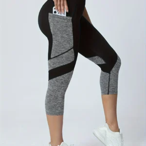 Legginsy capri z kieszeniami i wysokim stanem Blackgrey