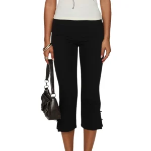 Legginsy capri z kokardką damskie streetwear Czarny