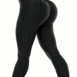 Legginsy damskie plus size o strukturze plastra miodu Czarny