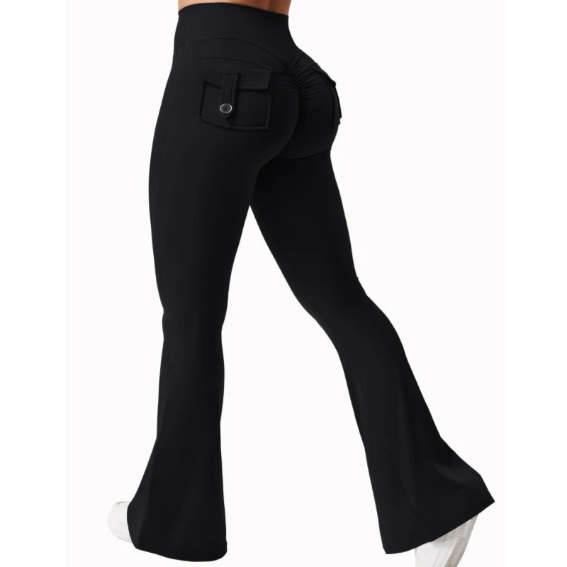 Legginsy do jogi z wysokim stanem i kieszeniami Czarny