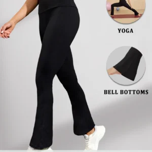 Miękkie legginsy dzwony z wysokim stanem do jogi i fitnessu Czarny