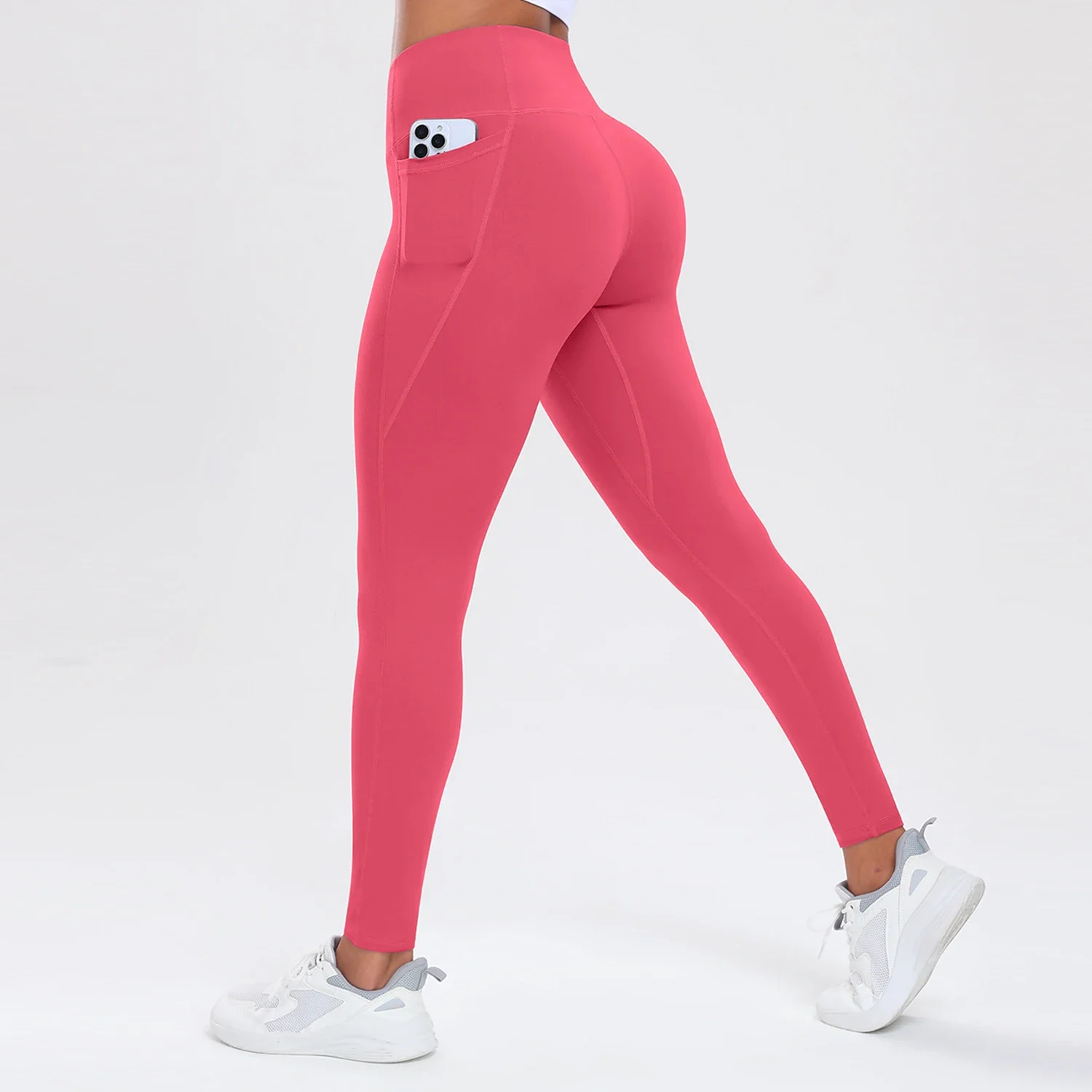 Legginsy fitness z kieszeniami modelujące pośladki i brzuch Atrament niebieski